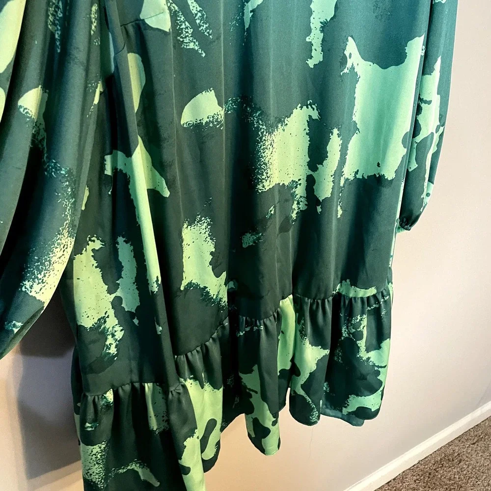 Alexis x Target Green Long Sleeve Dress in Green Tropical Print Size 2X - Picture 9 of 16